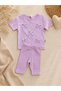 Baby Girl Lilac Bow Detailed Tights Set Cotton Summer 2-Piece Set - 2
