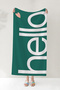 Hello Typographic Green and White Beach Towel - Minimalist Heart Detail Quick-Dry Microfiber Towel - 6
