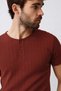 Red Textured Men's Knitwear T-Shirt - 3