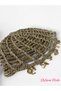 Knitted Bohemian Glittery Gold Charm Detailed Mesh Bandana, Bonnet, Hat - 4