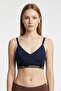 Women Brand Logo Padded Bralette, Navy Blue