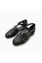 Black Leather Buckle Women's Round Toe Sandals - 4