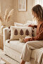 Buldan Handmade Tree Patterned Punch Embroidered Tasseled Hidden Zipper Cotton Throw Pillow Cover 35X55 cm - 6