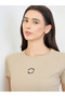 Brown Ribbed Round Neck Short Sleeve T-Shirt - 4