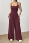 Women's Strappy Round Neck Long Viscose Jumpsuit - 2