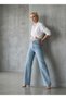 Snow Blue Women's Lycra High Waist Wide Leg Loose Wide Leg Jeans - 6