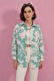 Women's Basic Oversize Patterned Cotton D. Mint Shirt - 2