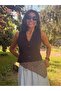 Crochet Anthracite Bandana with Mussel Pattern, Hand Knitted - 2