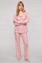 Elegant Lace Embroidered Buttoned Women's Pajama Set – Dusty Pink - 3