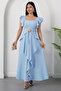 Square Neckline Shoulder and Skirt Ruffle Dress Grs4052 - 6