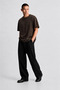 Men's raglan short sleeve knit t-shirt - brown - 3
