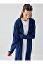 Hooded Zippered Sports Cap / Overcoat - Navy Blue - - 4