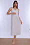 Cotton Rope Strap Maternity Nightgown with Breastfeeding Feature Effortt - Ecru - 3