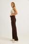 Women's Wide Leg Pants with Side Stripes, Brown - 2