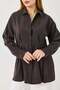 Women's pleated detail chic soft-touch shirt - dark coffee - 5