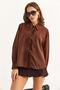 Women's Stylish Design Shirt with Tie Front in Brown - 3