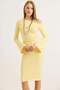Lycra Soft Flounce Sleeve Stylish Dress Yellow - 6