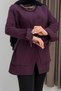 Striped Gabardine Ring Buckle Detailed Shirt Tunic Plum - 2