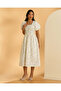 Women Cream Printed Poplin Midi Dress