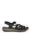 Black Genuine Leather Soft Sole Women's Sandals 22337 Z - 3