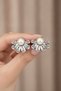 White Color Flower Motif Pearl Detailed Brass Women's Earring Pair - 4