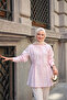 Women's Bird Eye Tie Detail Hidden Button Shirt Pink - 2