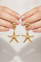 Yellow Color Starfish Dangle Women's Brass Earrings - 4