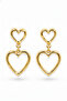 Women's Yellow Color Double Heart Dangle Brass Earrings