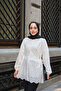 Women's Side-Tie Crew Neck Shirt White - 2