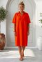 Pomegranate Flower Shirt Collar Short Sleeve Buttoned Pocket Casual 100% Linen Woven Dress 98 60 - 2