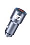 Dual Port Car Charger | USB-A Fast Charging Car Adapter | Compact In-Car Charger | Multi-Device Charging | Silver