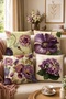 Purple Violet Patterned 4-Piece Throw Pillow Cover Set