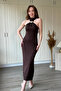 Neck Accessory Detailed Midi Slit Dress - 6