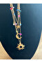 Sun Moon Star Charm Shiny Stone Necklace - 4