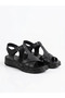Genuine Leather Black Orthopedic Sole Women's Sandals Suitable for Heel Spurs - 8