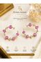 Funda Ayhan Pink Opal Stone Detailed Gold Color Women's Earrings – Elegant Open Ring Design - 2