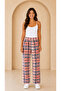 3-Piece Cotton Thin Breathable Fabric Ribbon Waist Detail Solid Pocketless Women's Pajama Bottoms - 3
