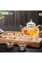 Glass Teapot Set, 8 Piece Glass Tea Set, 1 Teapot 600ml, 1 Heart Shape Candle Holder and 6 Cups 50ml with Removable Infuser, Tea Gift Sets - 6