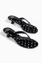 Black Polka Dot Fabric Flip Flops Heeled Slippers Orthopedic Women's Sandals - 6