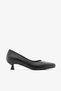 Black Genuine Leather Pointed Toe Short Heeled Women's Stiletto Shoes - 6