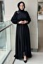 Evening Dress with Guipure Detail on Sleeves and Hem