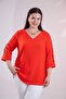 Women's Plus Size V-Neck Blouse with Sleeve Detail - 7