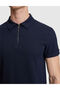 Navy Blue Slim Fit Zippered Polo Collar T-Shirt 50321152-Vr033 - 6