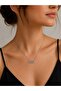 Silver Color Geometric Stone Detailed Women's Necklace