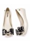 Girl's Ultragirl Classic Bow Black Bow Ballerina Flats 28-32 Beige - Black - 2