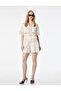 Cotton Floral Textured Lace Crochet Detailed Short Sleeve Crop Shirt - 2
