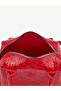 Patterned Red Patent Leather Shk184 Faux Leather, Single Compartment with Zipper, Strap, Hand, Arm and Shoulder Bag - 7