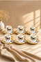 Horse Figured Gold Gilded Porcelain Turkish Coffee Cup Set for 6 People