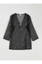 Black V-Neck Openwork Beach Dress