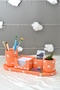 Cloudy Pastel Orange Round Pen Holder & Makeup Brush Holder & Desktop Organizer (Round) - 7